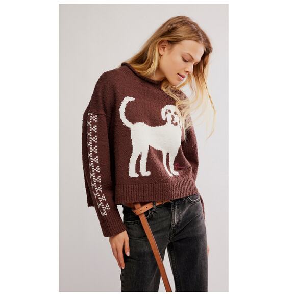 Free People Sweaters - NEW FREE PEOPLE Story Book Cotton Blend Sweater In Brown Size Small